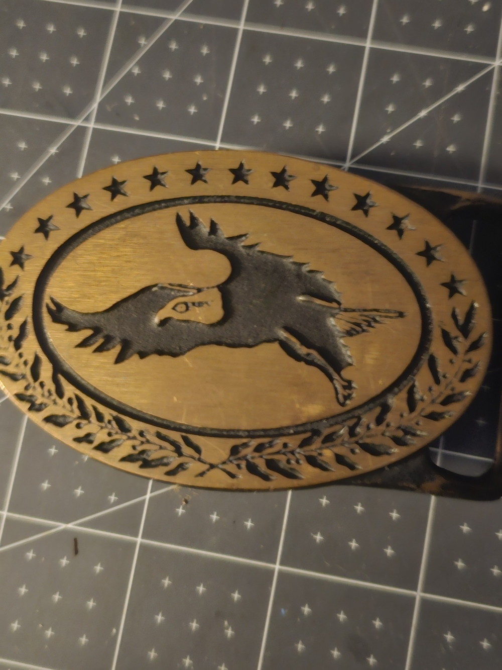 Bronze and Black Eagle Oval Belt Buckle - Men